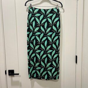 Diane von Furstenberg Tropical Leaf Print Midi Skirt